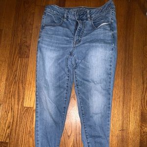 light blue hi rise jeggings